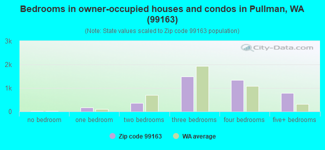 Bedrooms in owner-occupied houses and condos in Pullman, WA (99163) 