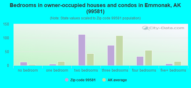 Bedrooms in owner-occupied houses and condos in Emmonak, AK (99581) 