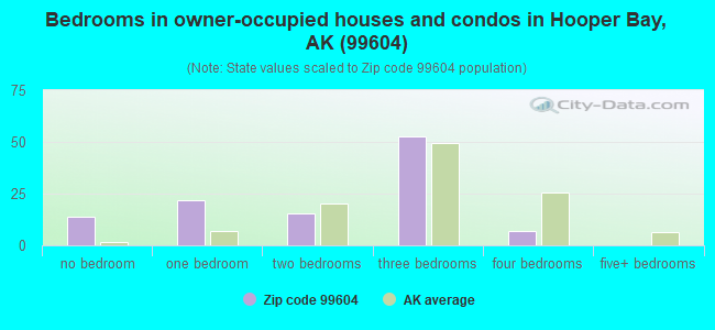 Bedrooms in owner-occupied houses and condos in Hooper Bay, AK (99604) 