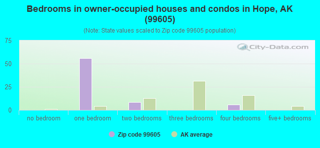 Bedrooms in owner-occupied houses and condos in Hope, AK (99605) 