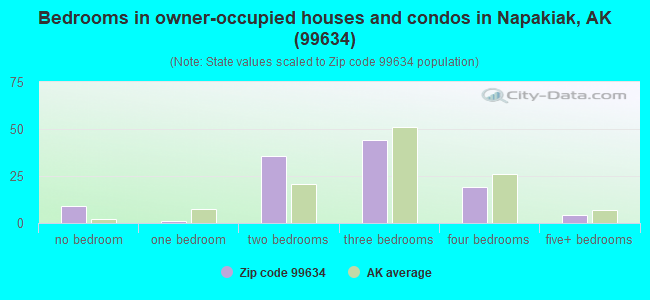 Bedrooms in owner-occupied houses and condos in Napakiak, AK (99634) 