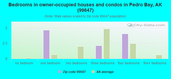 Bedrooms in owner-occupied houses and condos in Pedro Bay, AK (99647) 