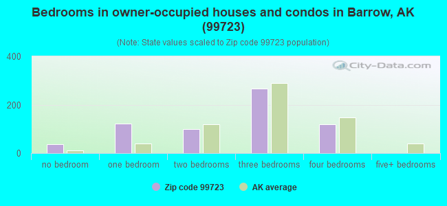 Bedrooms in owner-occupied houses and condos in Barrow, AK (99723) 