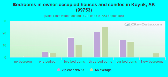 Bedrooms in owner-occupied houses and condos in Koyuk, AK (99753) 