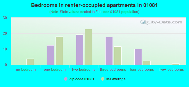 Bedrooms in renter-occupied apartments in 01081 