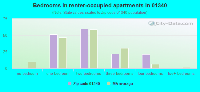 Bedrooms in renter-occupied apartments in 01340 