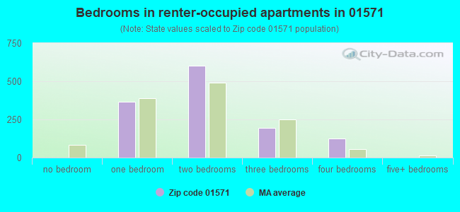 Bedrooms in renter-occupied apartments in 01571 