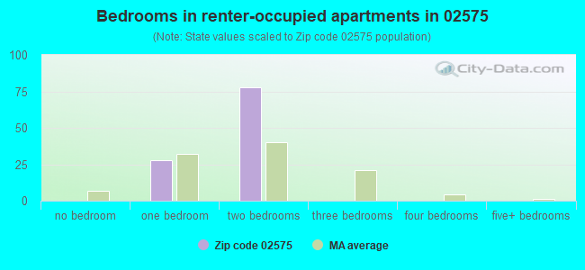 Bedrooms in renter-occupied apartments in 02575 