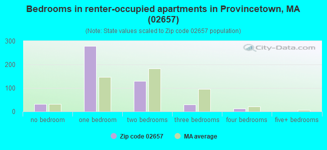 Bedrooms in renter-occupied apartments in Provincetown, MA (02657) 