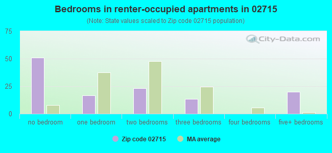 Bedrooms in renter-occupied apartments in 02715 
