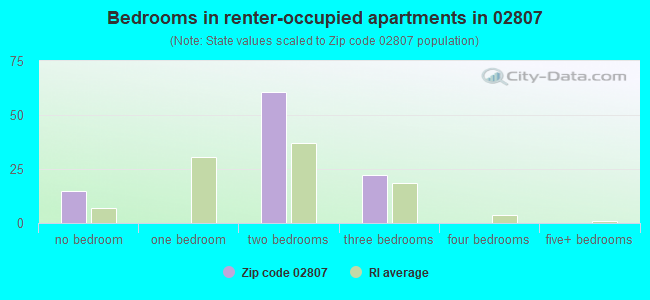 Bedrooms in renter-occupied apartments in 02807 