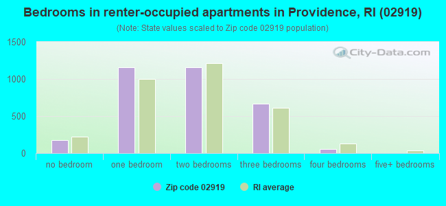 Bedrooms in renter-occupied apartments in Providence, RI (02919) 