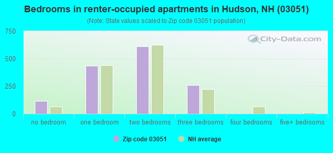 Bedrooms in renter-occupied apartments in Hudson, NH (03051) 