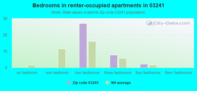 Bedrooms in renter-occupied apartments in 03241 