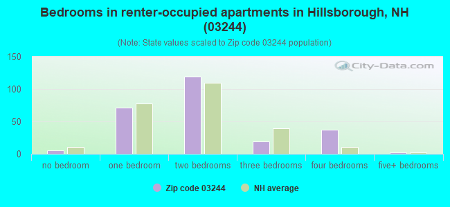 Bedrooms in renter-occupied apartments in Hillsborough, NH (03244) 