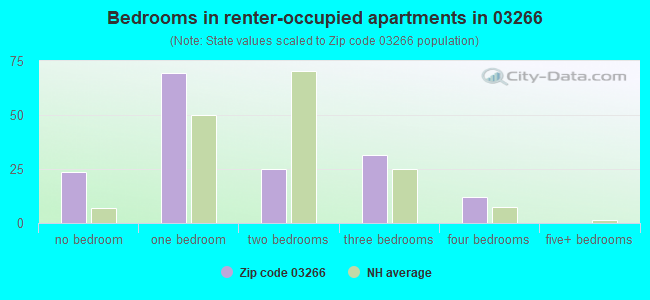 Bedrooms in renter-occupied apartments in 03266 