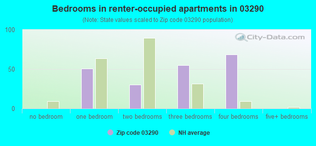 Bedrooms in renter-occupied apartments in 03290 