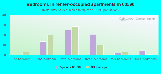 Bedrooms in renter-occupied apartments in 03590 