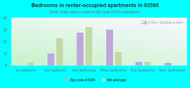 Bedrooms in renter-occupied apartments in 03595 
