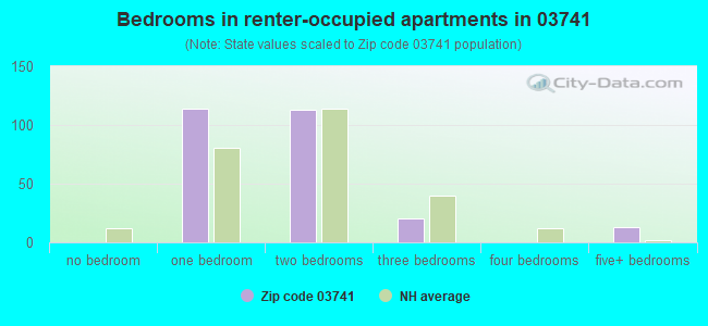 Bedrooms in renter-occupied apartments in 03741 