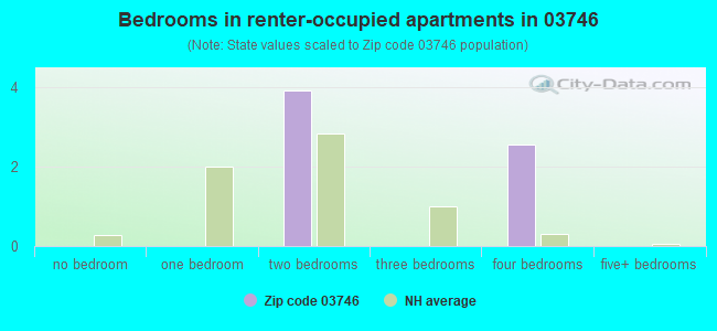 Bedrooms in renter-occupied apartments in 03746 