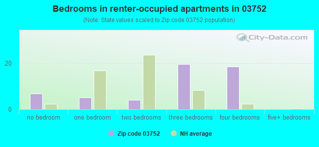 Bedrooms in renter-occupied apartments in 03752 