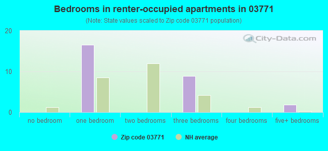 Bedrooms in renter-occupied apartments in 03771 