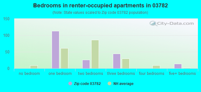 Bedrooms in renter-occupied apartments in 03782 