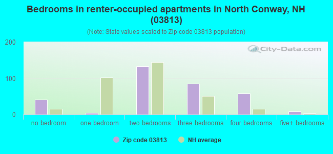 Bedrooms in renter-occupied apartments in North Conway, NH (03813) 