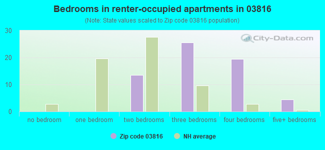 Bedrooms in renter-occupied apartments in 03816 
