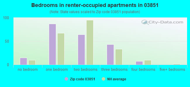 Bedrooms in renter-occupied apartments in 03851 