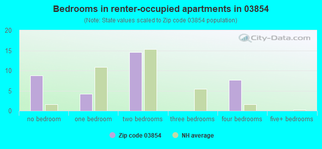 Bedrooms in renter-occupied apartments in 03854 