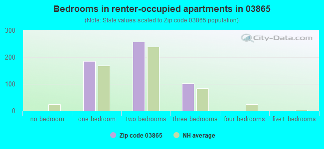 Bedrooms in renter-occupied apartments in 03865 