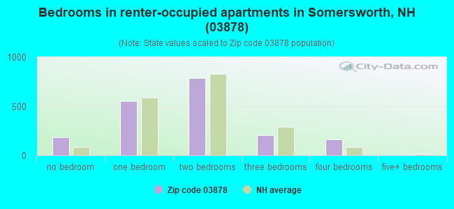 Bedrooms in renter-occupied apartments in Somersworth, NH (03878) 