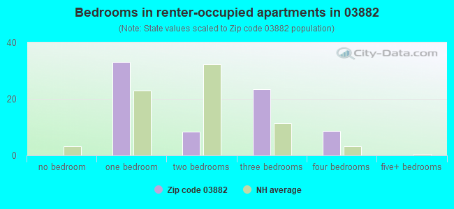 Bedrooms in renter-occupied apartments in 03882 