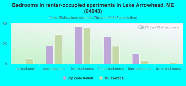 Bedrooms in renter-occupied apartments in Lake Arrowhead, ME (04048) 