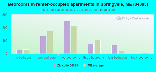 Bedrooms in renter-occupied apartments in Springvale, ME (04083) 