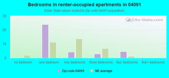 Bedrooms in renter-occupied apartments in 04091 