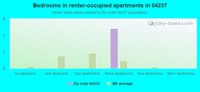 Bedrooms in renter-occupied apartments in 04237 