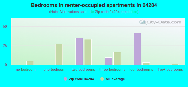 Bedrooms in renter-occupied apartments in 04284 