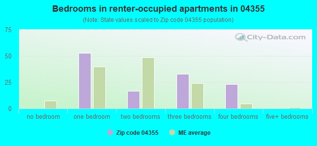 Bedrooms in renter-occupied apartments in 04355 