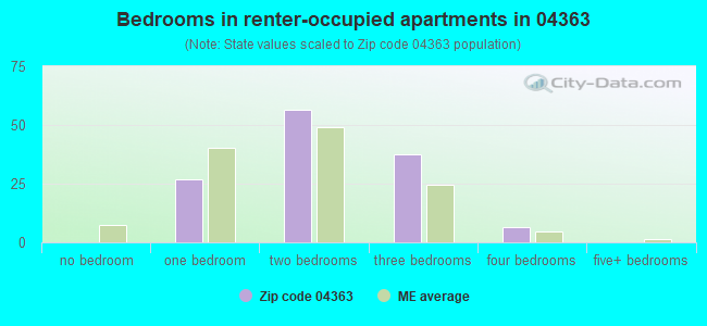 Bedrooms in renter-occupied apartments in 04363 
