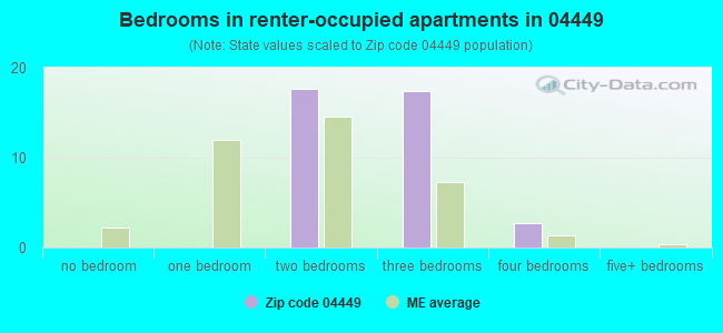 Bedrooms in renter-occupied apartments in 04449 