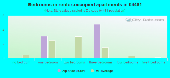 Bedrooms in renter-occupied apartments in 04481 