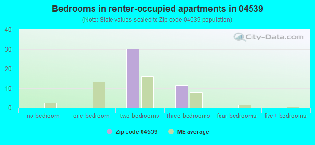 Bedrooms in renter-occupied apartments in 04539 