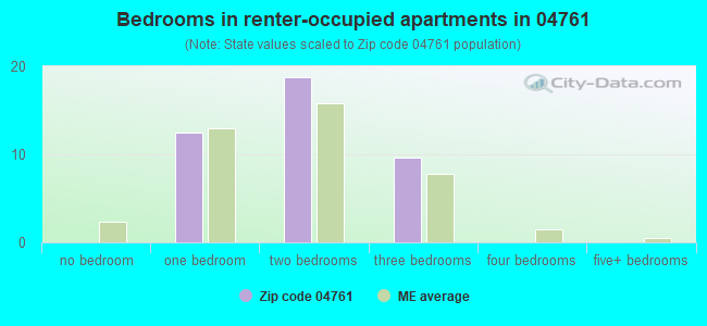 Bedrooms in renter-occupied apartments in 04761 