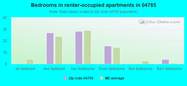 Bedrooms in renter-occupied apartments in 04765 