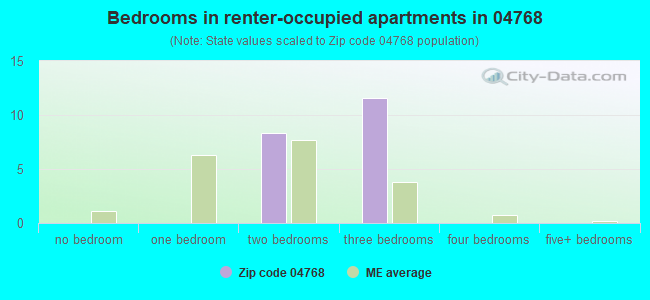 Bedrooms in renter-occupied apartments in 04768 