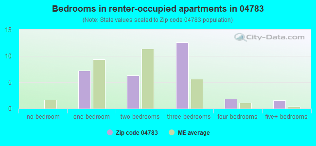 Bedrooms in renter-occupied apartments in 04783 