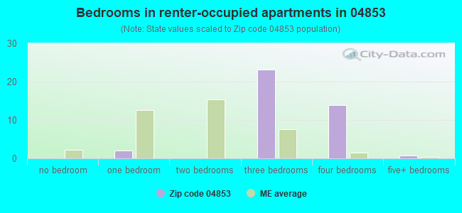 Bedrooms in renter-occupied apartments in 04853 